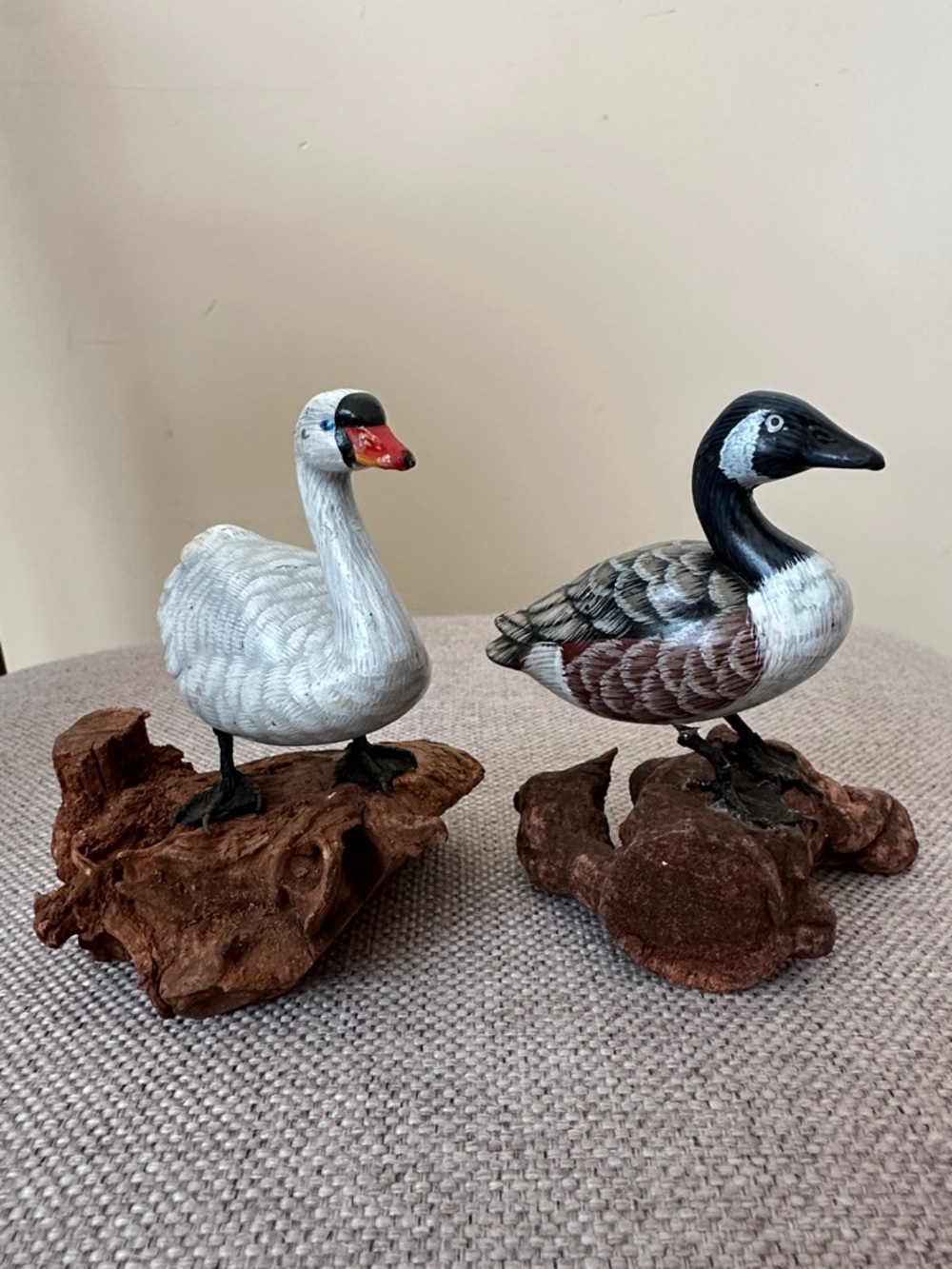 Vintage Hand-Painted Swan and Goose Figurines